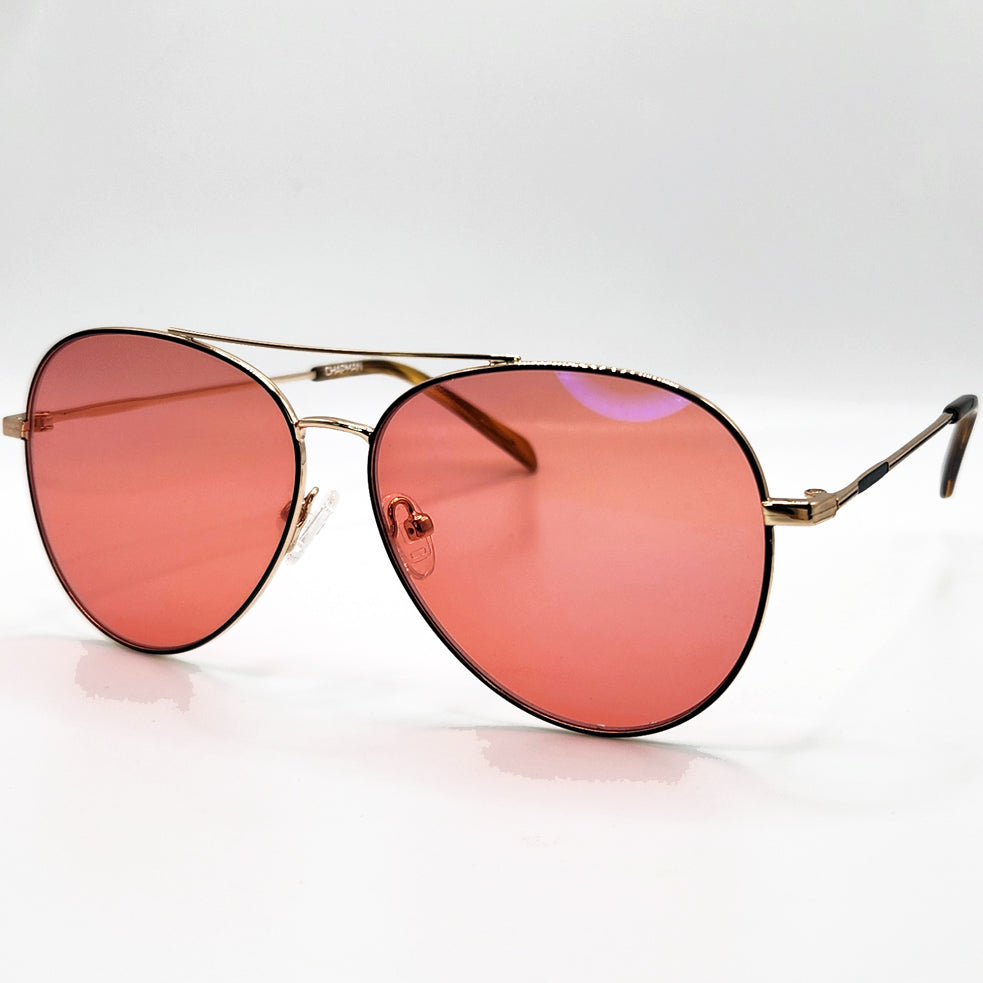 Ladies black gold tortoise aviator FL-41 glasses GL9034 C4 front view