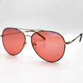 Ladies black gold tortoise aviator FL-41 glasses GL9034 C4 front view
