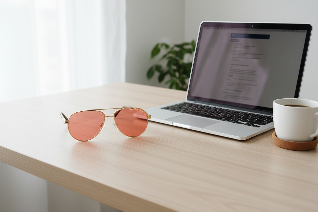 Gold/tortoise aviator FL-41 glasses on desk