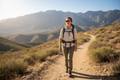 Person hiking outdoors wearing Oogee overfit FL-41 glasses in tortoise brown frame