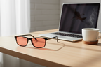 Tortoise cat-eye FL-41 glasses on desk