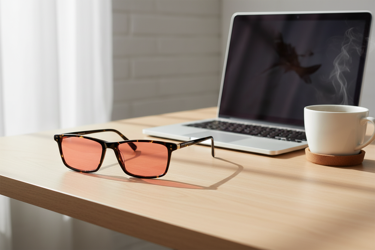 Tortoise cat-eye FL-41 glasses on desk