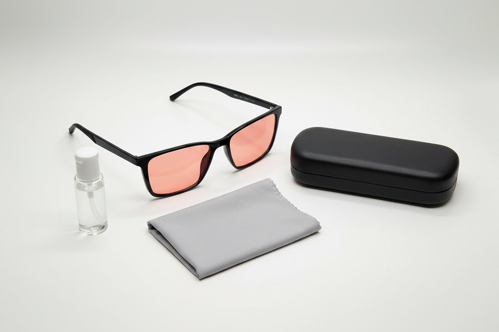 Men's FL-41 Glasses 8861 C1 Black with black clamshell case, lens cleaning cloth, and lens cleaner bottle