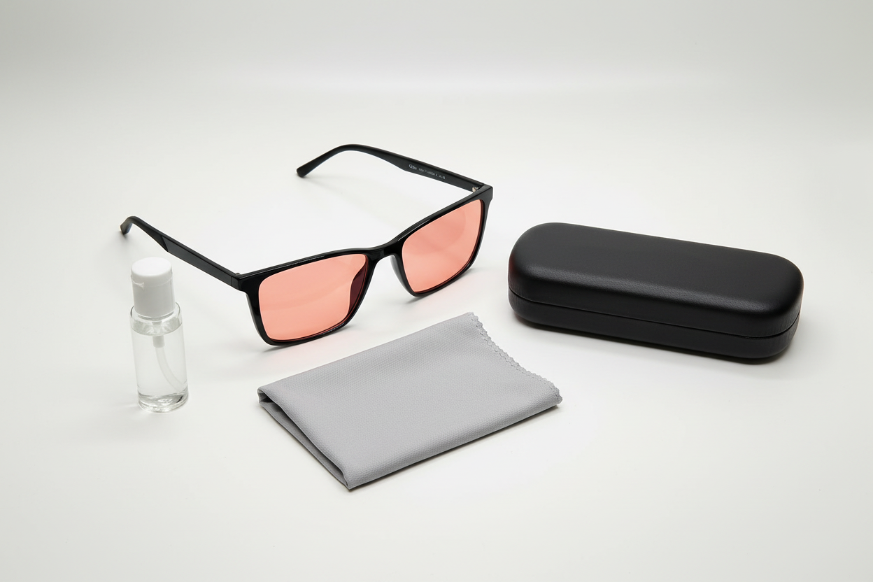 Men's FL-41 Glasses 8861 C1 Black with black clamshell case, lens cleaning cloth, and lens cleaner bottle