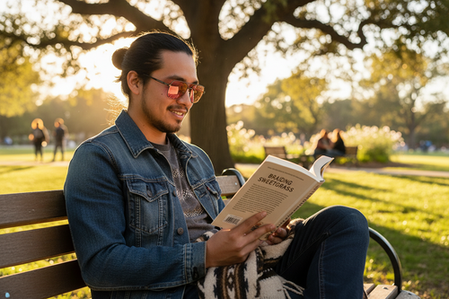 Indigenous man wearing gunmetal aviator FL-41 glasses outdoors